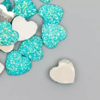 Кабошон "Сердце", цвет голубой 12 мм