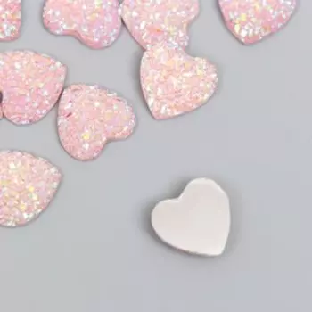 Кабошон "Сердце", цвет розовый 12 мм