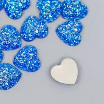 Кабошон "Сердце", цвет синий 12 мм