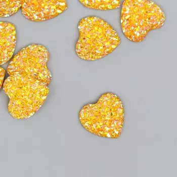 Кабошон "Сердце", цвет желтый 12 мм