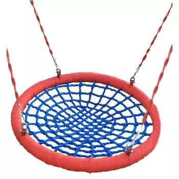 Качели гнездо круглые с толстым ободом и толстой сеткой 120 см на цепях и подшипниках