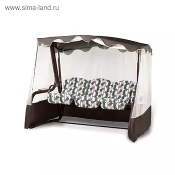 Качели садовые «Глория Плюс» коричневые, трехместные, 210 х 67 х 22 см