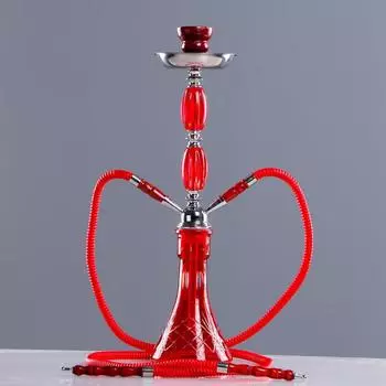 Кальян «Ароматы Востока», 53 см, 2 трубки, колба коническая, красная, шахта хром