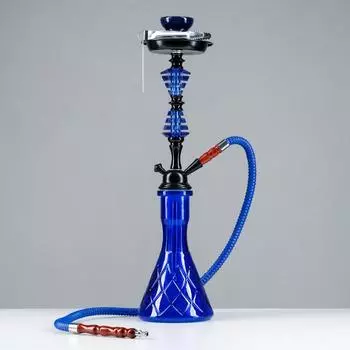 Кальян «Маяла», 52 см, 1 трубка, колба синяя, шахта черная