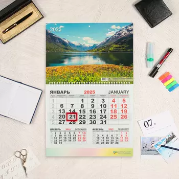 Календарь квартальный моно "Природа - 3" 2025 год, 30 х 46 см