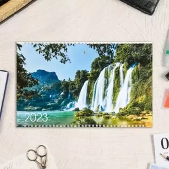 Календарь квартальный, трио "Водопады" премиум качество, 2023 год, А2