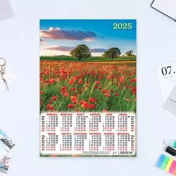 Календарь листовой А3 «Поле» 2025 год, 3042 см
