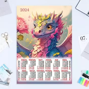 Календарь листовой "Символ года - 8" 2024 год, 42х60 см, А2