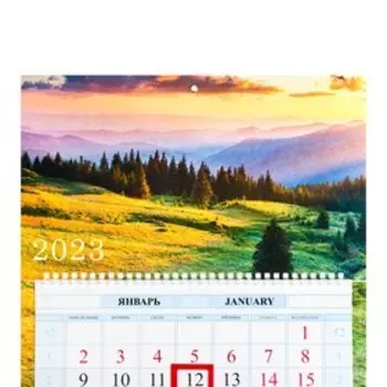 Календарь на пружине "Лесной пейзаж" премиум качество, 32х29 см, 2023 год
