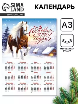 Календарь настенный 2026 «С новым годом!», А3