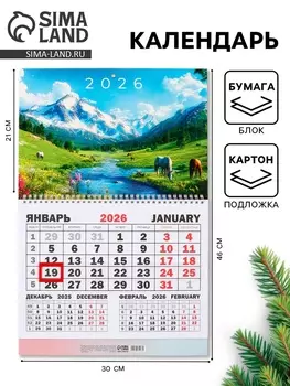 Календарь настенный квартальный 2026 «Пейзаж», 3046 см