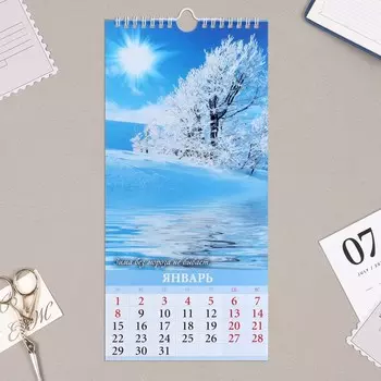 Календарь перекидной на ригеле "Времена года. Пословицы и поговорки" 2024 год, 16,5х34 см