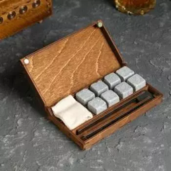 Камни для виски "WESTERN", в шкатулке на магнитах, 8 шт с щипцами