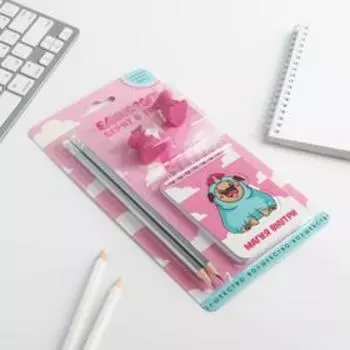 Канцелярский набор «Единороги верят в тебя»: ластики 2 шт, блокнот, карандаши