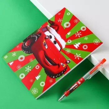 Подарочный набор канцелярии «С новым годом», блокнот А6, ручка, наклейки, «Тачки»