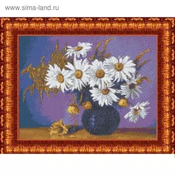 Канва с нанесённым рисунком для вышивки крестиком «Натюрморт с ромашками», размер 23x30 см