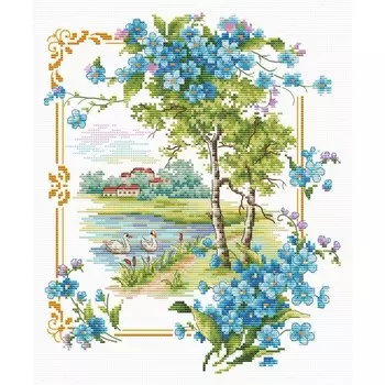 Канва со схемой вышивки крестом Каролинка «Незабудки», 23х30 см