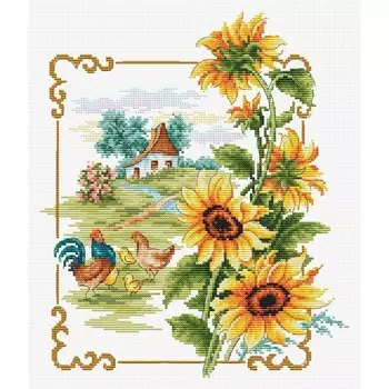 Канва со схемой вышивки крестом Каролинка «Подсолнухи», 23х30 см