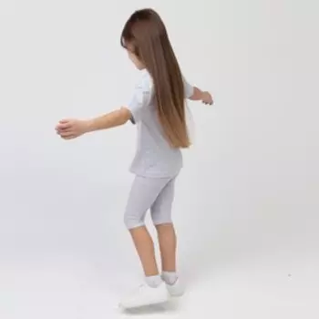 Капри для девочки, цвет белый меланж, рост 128 см