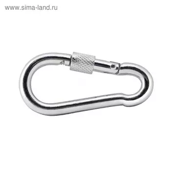 Карабин с фиксатором, DIN 5299D, цинк, 9 см, в упаковке 50 шт.