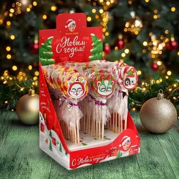 Новый год. Карамель леденцовая фигурная Sweet Ness "Новогодние котики", 15 г