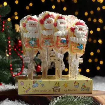 Карамель леденцовая на сахаре «3D Санта», красный с шапкой, ассорти, 45 г