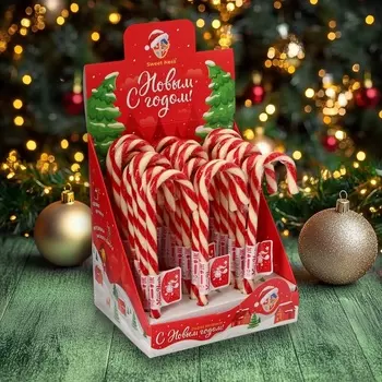 Новый год. Карамель леденцовая Sweet Ness "Трость", со вкусом клубники, 15 г