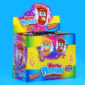 Карамель "Мистер Пяткин" на неоновой палочке с кислой пудрой, ассорти, 11 г