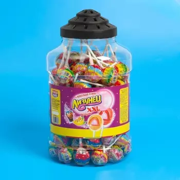 Карамель на палочке с жевательной резинкой «Лизунец XXL», ассорти, 24 г