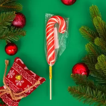 Карамель на палочке "Тутти-фрутти" трость красный/белый, 30 г 6258577