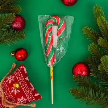 Карамель на палочке "Тутти-фрутти" трость красный/белый/зелёный, 30 г