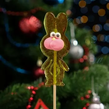 Карамель на палочке "Зая", зелёный, 25 г