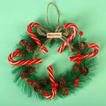 Карамельные трости на рождественском венке «Сказочный Новый Год», 5 шт. x 15 г.