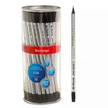 Карандаш ч/г Berlingo "Glow" HB, с ластиком, черное дерево, круглый, 320771