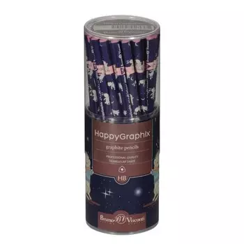 Карандаш чернографитный, Happy Graphix Magic Night, HB, трёхгранный, d=2.0 мм