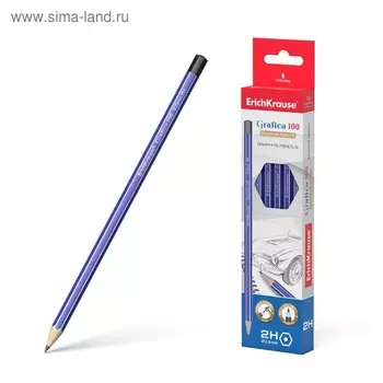 Карандаш чернографитный 2Н, 2.2 мм, ErichKrause Grafica 100, шестигранный, из отборной древесины