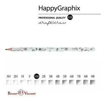 Карандаш чернографитный BrunoVisconti HappyGraphix JUMBO "Самолётики. Паттерн", НВ, трёхгранный