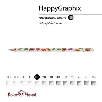 Карандаш чернографитный BrunoVisconti HappyGraphix JUMBO "Яркие совы", НВ, трёхгранный