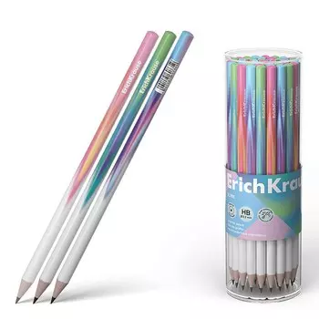 Карандаш чернографитный ErichKrause "Blink", НВ, грифель d=2,2 мм, дерево, круглый, в тубусе, металлик микс