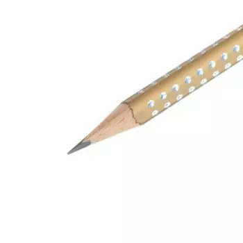 Карандаш чернографитный Faber-Castell Sparkle pearl gold B, трёхгранный, с массажными шашечками, золотой, в картонной коробке