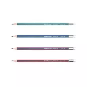 Карандаш чернографитный с ластиком ErichKrause "Sonata", HB, грифель d=2.2 мм, дерево, трёхгранный в тубусе, микс