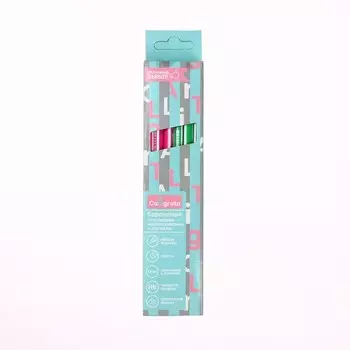 Карандаш чернографитный, Calligrata, HB, заточенный, трехгранный с полоской, с резинкой, пластик, МИКС