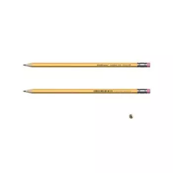 Карандаш чернографитный с ластиком, ErichKrause, Amber 101, НВ, дерево, шестигранный, в коробке, желтый корпус