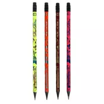 Карандаш чернографитный «Звезды» твёрдость НВ, с ластиком, в тубе, корпус МИКС (штрихкод на штуке)