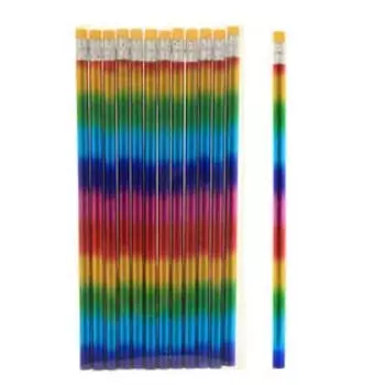 Карандаш чернографитный с ластиком «Голограмма» Calligrata, твёрдость НВ, МИКС