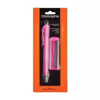 Карандаш механический 0.5 мм BrunoVisconti. CityGraphix, 2B, покрытие Soft Touch, с набором запасных стержней, МИКС
