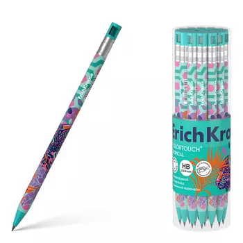 Карандаш механический ErichKrause «ColorTouch Tropical», 2.0 мм, НВ, с точилкой, шестигранный корпус Soft-touch, тубус, МИКС