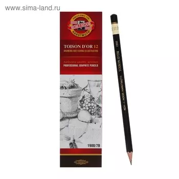 Карандаш профессиональный чернографитный 2.5 мм, Koh-I-Noor 1900 7 В, L=175 мм