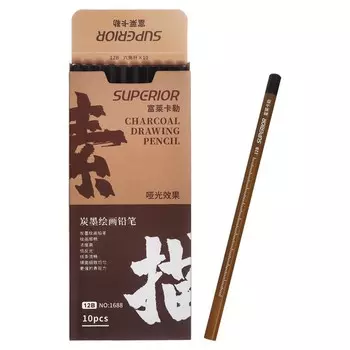 Карандаш угольный чёрный 12 В, корпус коричневый