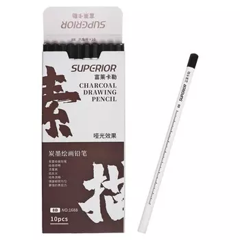 Карандаш угольный чёрный 8 В, корпус белый